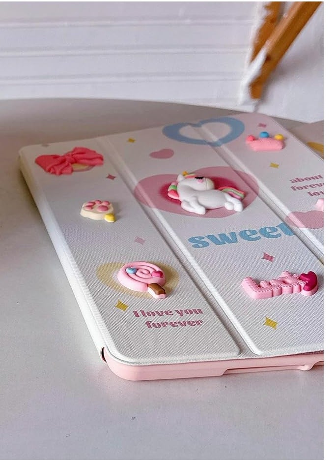 Ecosystem Cases Cartoon 3D Silicon Flip Cover For iPad mini 7 (2024 Model, 7th Generation) / mini 6 (2021 Model, 6th Generation) with Pencil Holder For Kids, (Sweet)