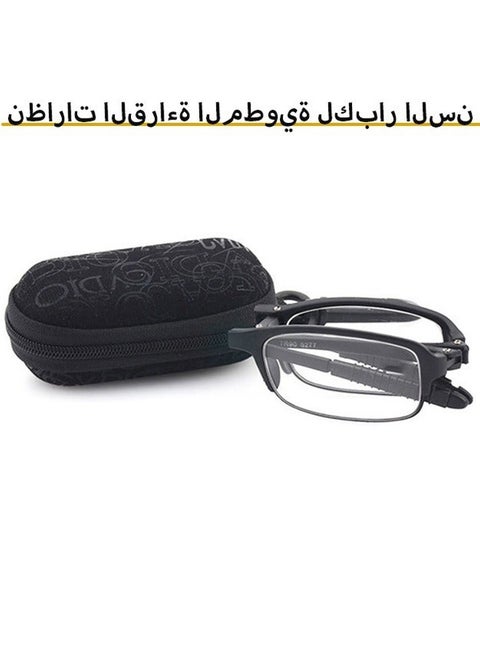 Mini TR90 Pocket Black Folding Reading Glasses with Zipper Case +2.00D Folding Reading Glasses High Definition Anti Eye Fatigue for Both Men and Women Reading Newspapers Books Using Tablets Phones Working at Home Traveling Outdoor Picnics Office Desk Use Senior Daily Reading