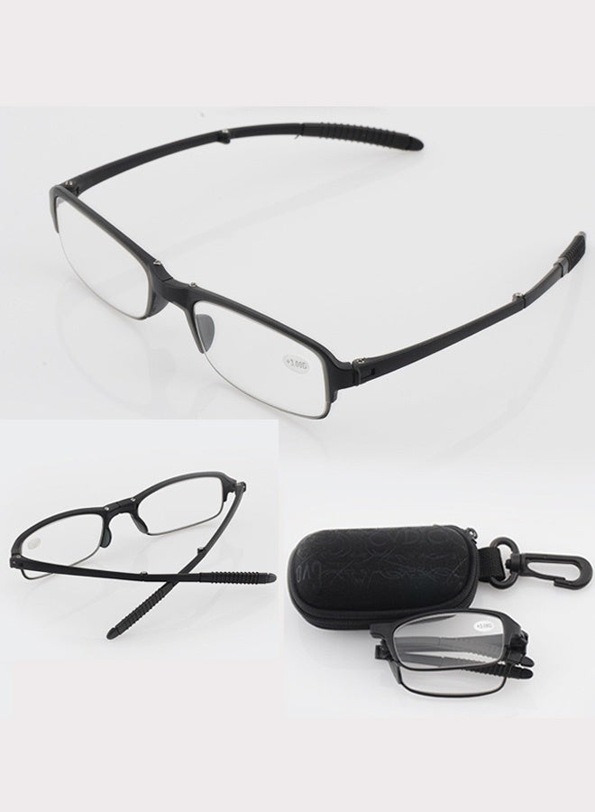 Mini TR90 Pocket Black Folding Reading Glasses with Zipper Case +2.00D Folding Reading Glasses High Definition Anti Eye Fatigue for Both Men and Women Reading Newspapers Books Using Tablets Phones Working at Home Traveling Outdoor Picnics Office Desk Use Senior Daily Reading - Image 2