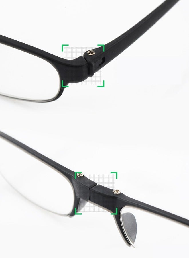 Mini TR90 Pocket Black Folding Reading Glasses with Zipper Case +2.00D Folding Reading Glasses High Definition Anti Eye Fatigue for Both Men and Women Reading Newspapers Books Using Tablets Phones Working at Home Traveling Outdoor Picnics Office Desk Use Senior Daily Reading - Image 5