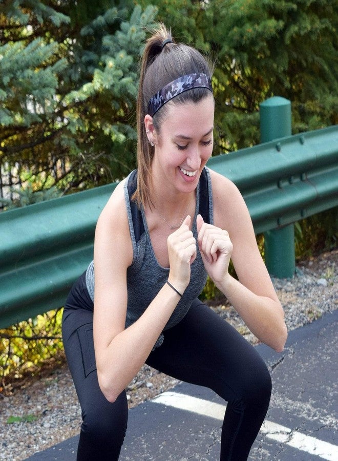 سويتي باندز ربطة شعر نسائية من Sweaty Bands - ربطة شعر رياضية مبطنة بالمخمل مانعة للانزلاق - لون أسود رمادي مموه، مقاس 1 بوصة - Image 3