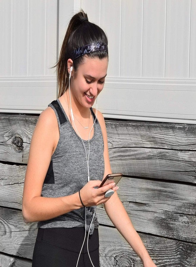 سويتي باندز ربطة شعر نسائية من Sweaty Bands - ربطة شعر رياضية مبطنة بالمخمل مانعة للانزلاق - لون أسود رمادي مموه، مقاس 1 بوصة - Image 4