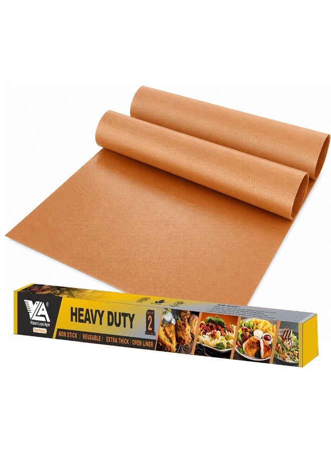 VLA Oven Liners for Bottom, 2 Pack Large Thick Heavy Duty 100% Non-stick Reusable Teflon Mat, 25"x17" Baking Mat for Electric, Gas, Toaster Ovens, Grills (Copper) - Image 1