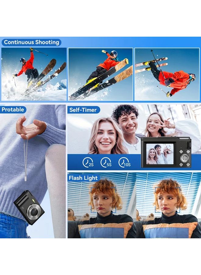 Rivgot Black 1080P Digital Camera 16x Zoom Compact Portable with Fill Light Anti Shake 32GB SD Card - Image 4