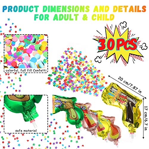 Hungdao 30 Pcs Fireworks Guns Handheld Confetti Poppers Wedding Birthday Graduation Baby Shower Anniversary Multicolor Inflatable Fireworks Gun Confetti Shooter for Party Supplies - Image 2