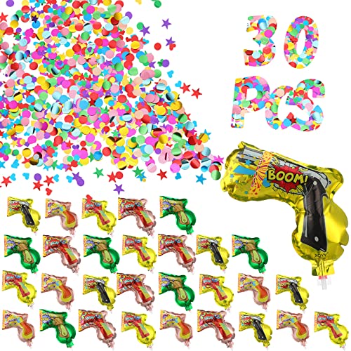 Hungdao 30 Pcs Fireworks Guns Handheld Confetti Poppers Wedding Birthday Graduation Baby Shower Anniversary Multicolor Inflatable Fireworks Gun Confetti Shooter for Party Supplies - Image 1