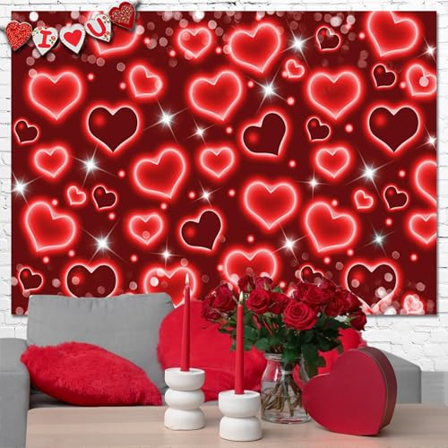Sensfun Red Heart Photo Backdrop Valentines Day Backdrops for Photography,Early 2000s Love Heart Valentine's Banner Background 90s Valentines Party Decorations Photoshoot Portrait Selfile Decor 7x5ft - Image 4