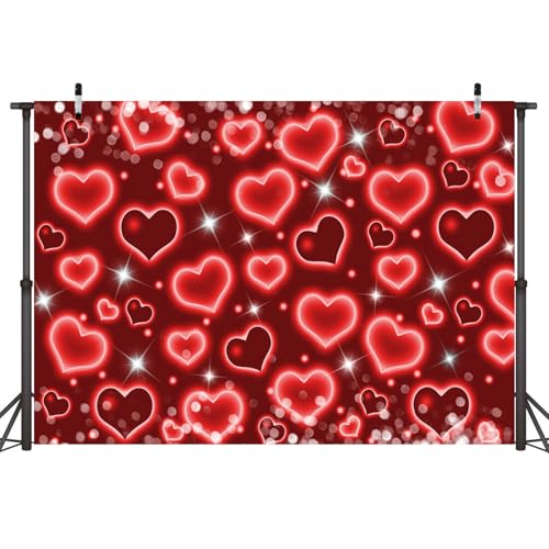 Sensfun Red Heart Photo Backdrop Valentines Day Backdrops for Photography,Early 2000s Love Heart Valentine's Banner Background 90s Valentines Party Decorations Photoshoot Portrait Selfile Decor 7x5ft - Image 3