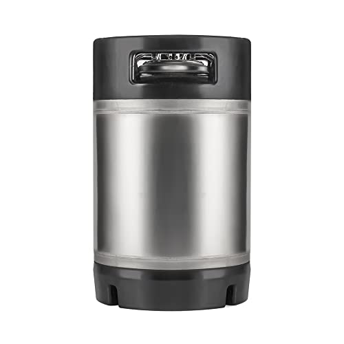 TMCRAFT New 2.5 Gallon Ball Lock Keg, Stainless Steel Beer Keg with Dual Rubber Handle for Home Brew - Image 1