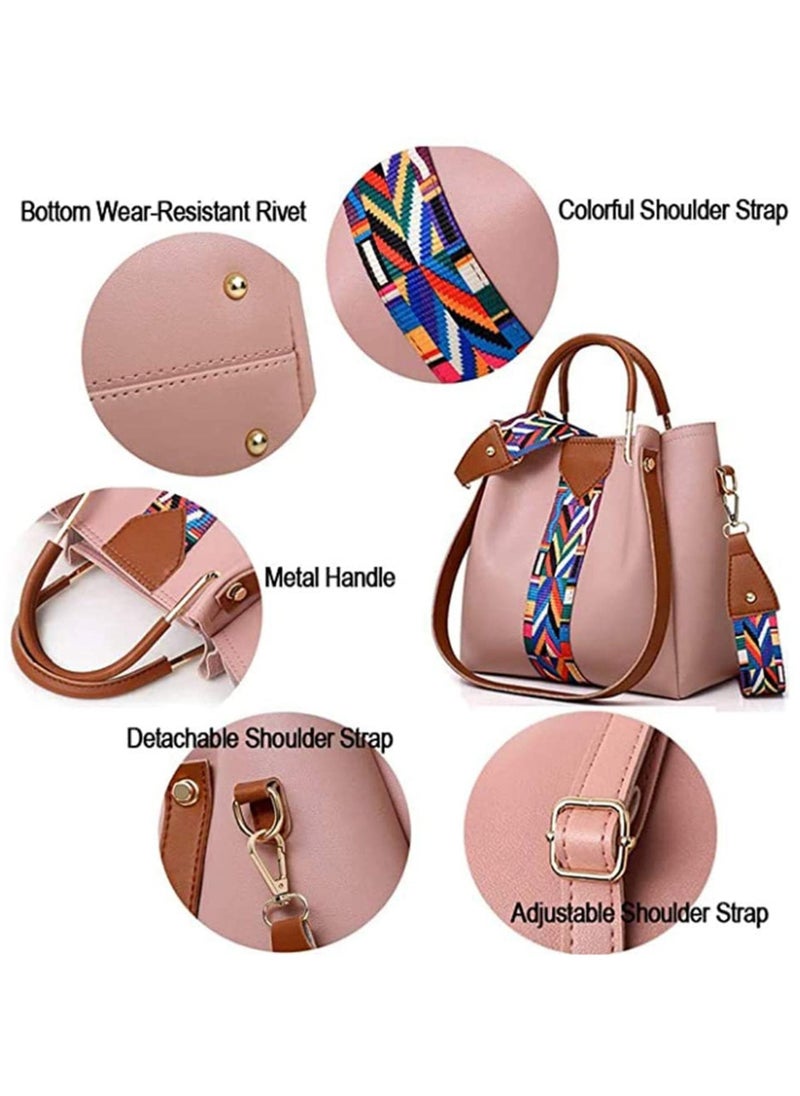 URbazaar - 4 Pack Women Handbag Set, Soft PU Leather Top Handle Bags Set, Tote Bag, Shoulder Bags Crossbody Bag Wallet Purse - Image 1