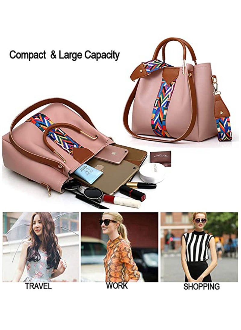 URbazaar - 4 Pack Women Handbag Set, Soft PU Leather Top Handle Bags Set, Tote Bag, Shoulder Bags Crossbody Bag Wallet Purse - Image 1