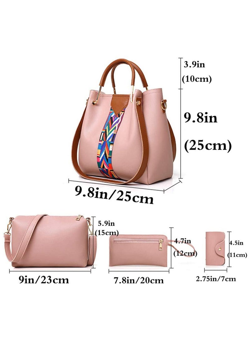 URbazaar - 4 Pack Women Handbag Set, Soft PU Leather Top Handle Bags Set, Tote Bag, Shoulder Bags Crossbody Bag Wallet Purse - Image 1