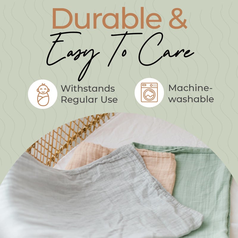 Fern & Avery Muslin Swaddle Blankets - Baby Swaddles - Sage Theme - Image 5