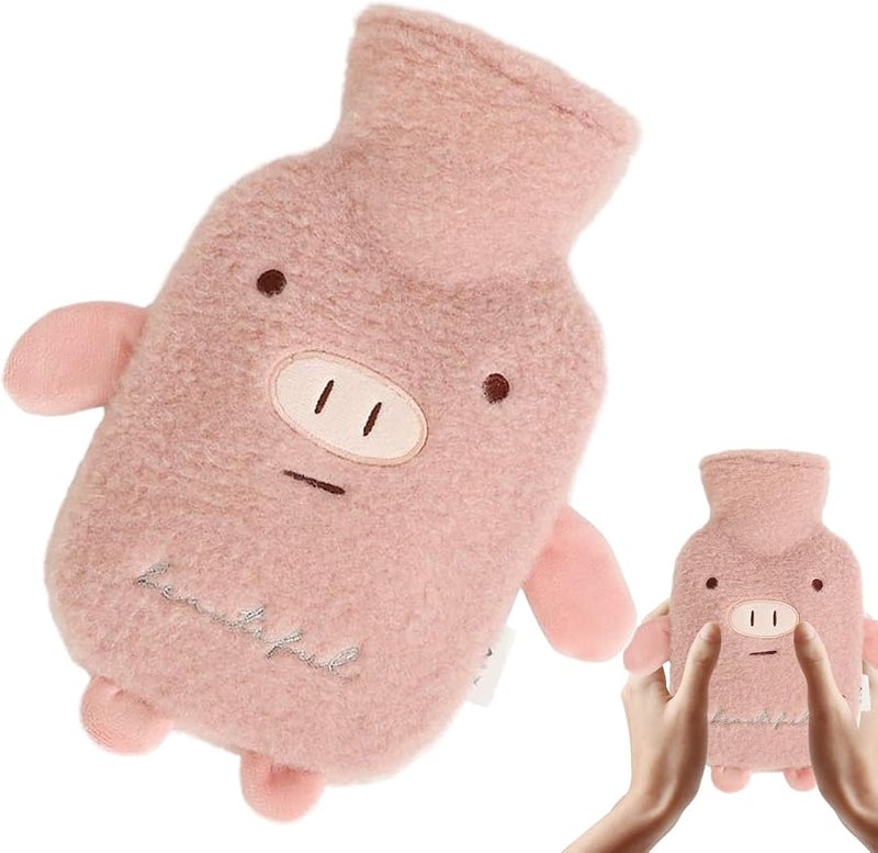 Piglet Cartoon Design 1 Liter Anti Leak Hot Water Bottle For Pain Relief Travel Camping - Image 1