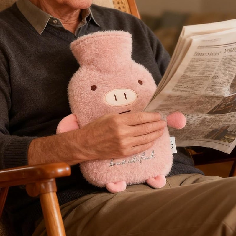 Piglet Cartoon Design 1 Liter Anti Leak Hot Water Bottle For Pain Relief Travel Camping - Image 4