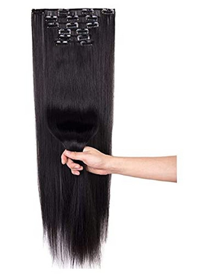 Artifice 6 Pcs 16 Clips Based 24 inch Multi Layered Women Long Straight Synthetic Hair Full Head Clip in Hair Extensions Pieces NATURAL BLACK - Image 5