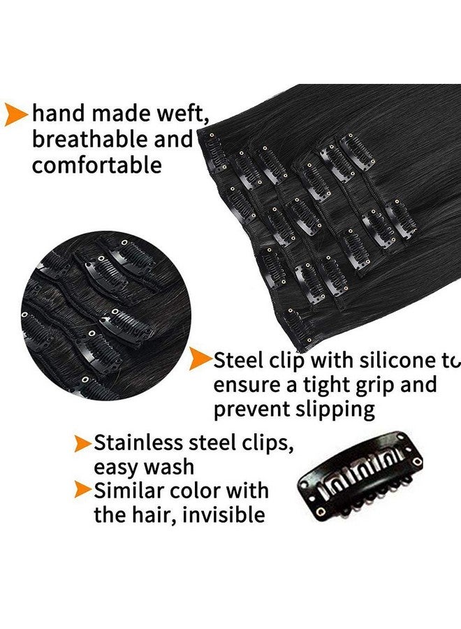 Artifice 6 Pcs 16 Clips Based 24 inch Multi Layered Women Long Straight Synthetic Hair Full Head Clip in Hair Extensions Pieces NATURAL BLACK - Image 4