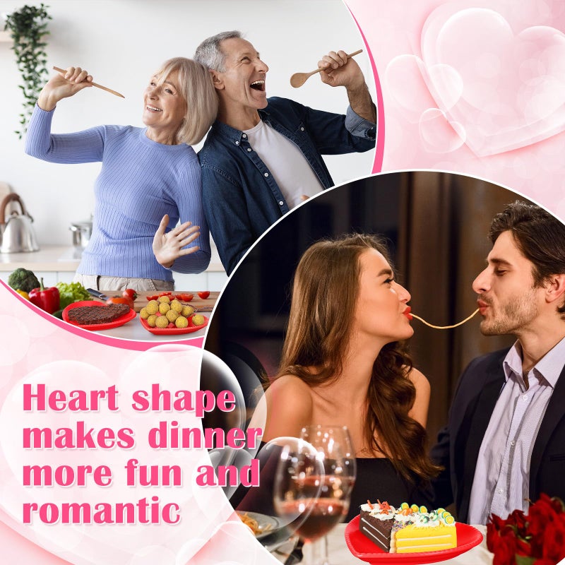 Ziliny 4 Set Heart Shaped Plates Ceramic Salad Cute Plate Set Steak Elegant Dinner Dish 6.9 Inch Dessert Tray Serving Dish Dessert Appetizer Snacks for Mother's Day Anniversary Wedding(Red) - Image 4