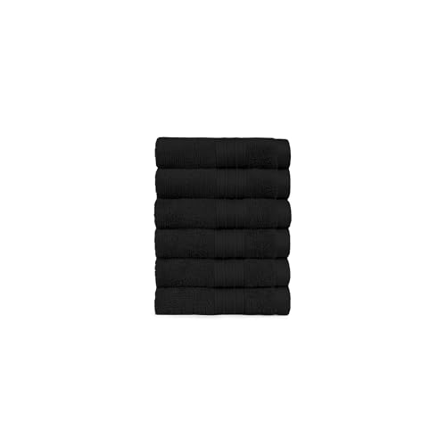 Trident Soft Comfort Air Rich 100% Cotton Towel for Face, 500 GSM Highly Absorbent Towels for Men/Women, 6Pc Face Towel Set (30.5 cm X 30.5 cm), Black - Image 1