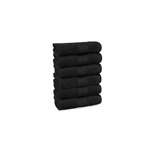Trident Soft Comfort Air Rich 100% Cotton Towel for Face, 500 GSM Highly Absorbent Towels for Men/Women, 6Pc Face Towel Set (30.5 cm X 30.5 cm), Black - Image 2