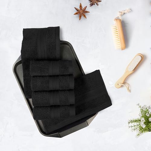 Trident Soft Comfort Air Rich 100% Cotton Towel for Face, 500 GSM Highly Absorbent Towels for Men/Women, 6Pc Face Towel Set (30.5 cm X 30.5 cm), Black - Image 3