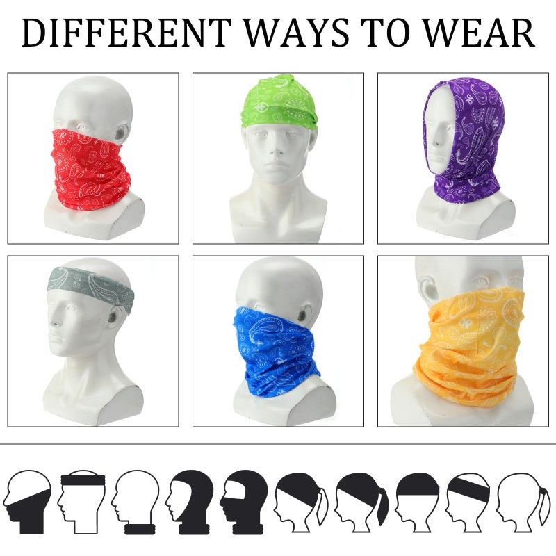Cozypower 36 Pcs Paisley Bandanas Buffs Seamless Neck Gaiter Face Mask Headwear Balaclava for Men Women Wind UV(Fresh Color) - Image 3