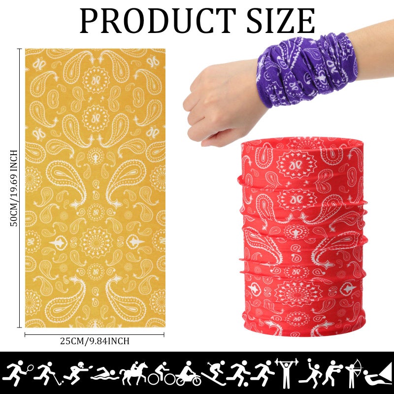 Cozypower 36 Pcs Paisley Bandanas Buffs Seamless Neck Gaiter Face Mask Headwear Balaclava for Men Women Wind UV(Fresh Color) - Image 2