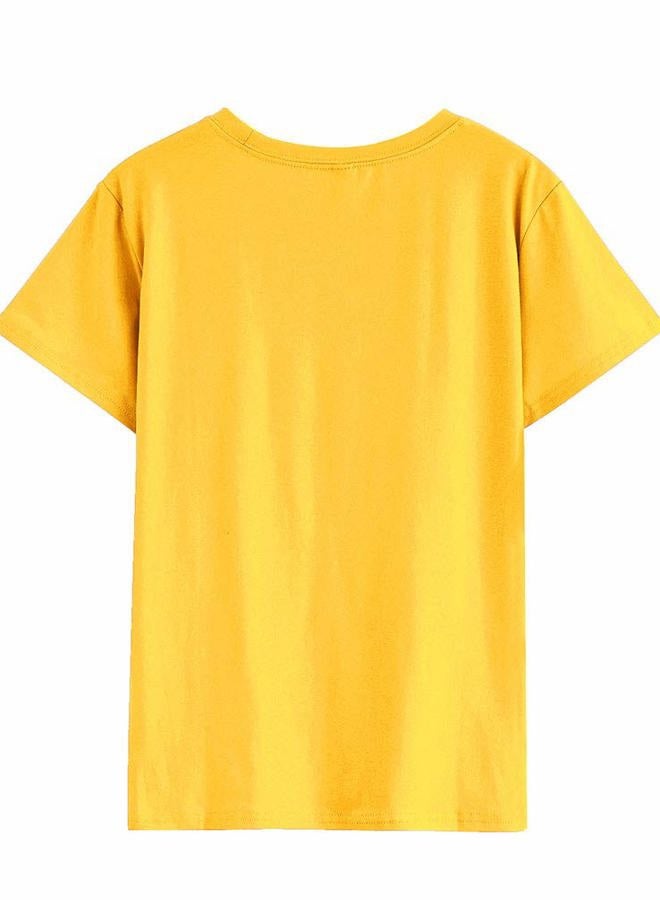 Nlife Women Positive Vibes Letter Victory Sign Short Sleeve Casual Tee Shirts, A-yellow, M - Image 4