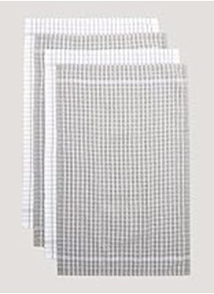 Matalan Matalan Terry Tea Towel, Grey Check, 4-Pack 