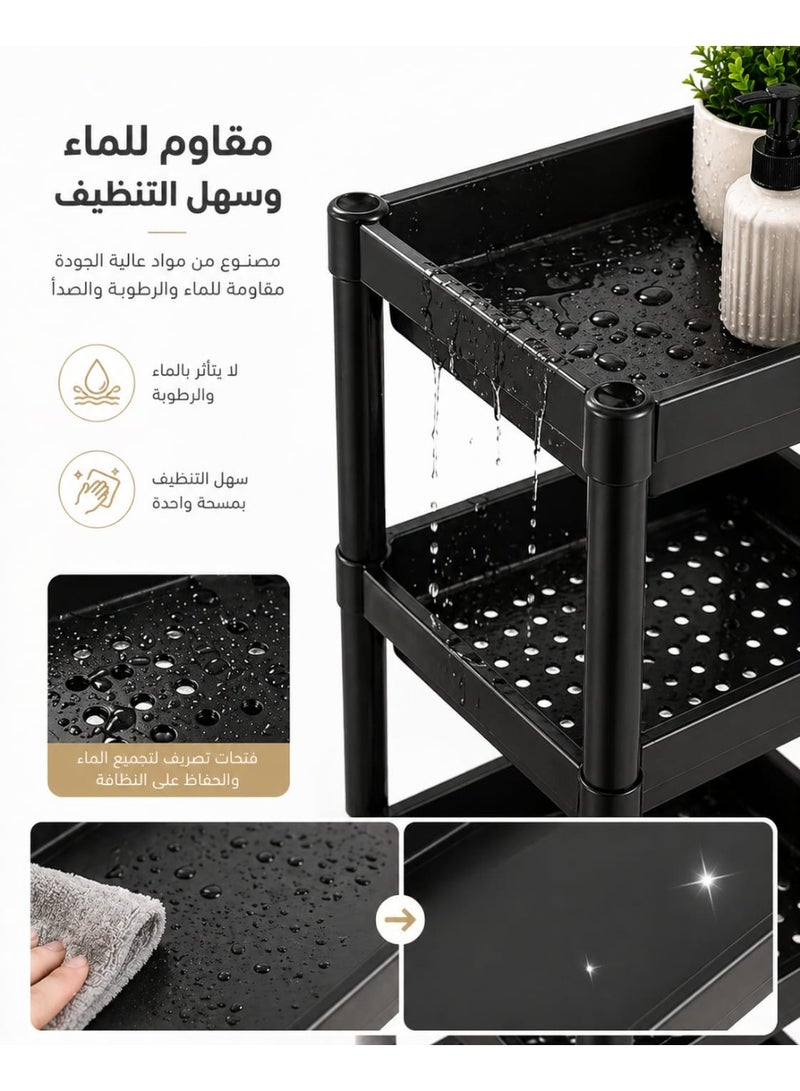 Plasticna Rectangle Plastic Shelves, 4 Rack, Black - Image 5