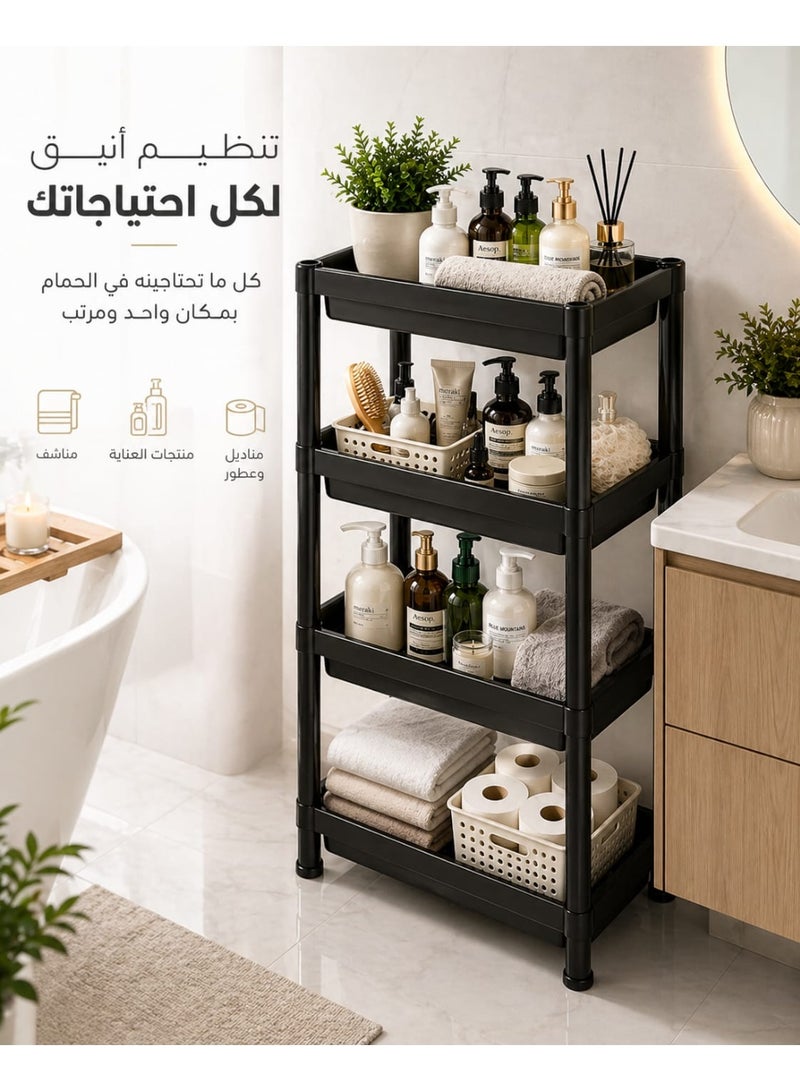 Plasticna Rectangle Plastic Shelves, 4 Rack, Black - Image 4