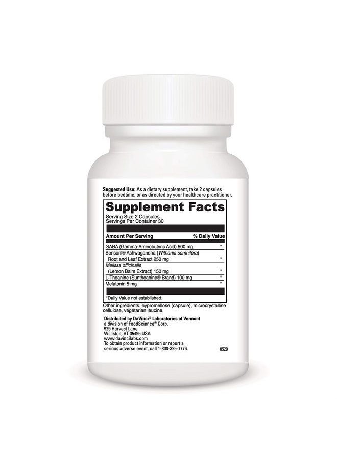 Davinci Labs Sleep Complete - Dietary Supplement to Support Healthy Sleeping Habits, Relaxation and Sleep* - with Melatonin, Lemon, Ashwagandha and L-Theanine - Gluten-Free - 60 Vegetarian Capsules  - Image 2