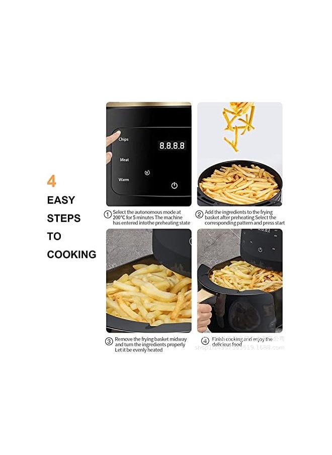 Generic - Electric 6L Air Fryers Oilless Cooker with 10 Presets Digital LCD Touch Screen, Nonstick Baker 2400W (Black-6L) - Image 1