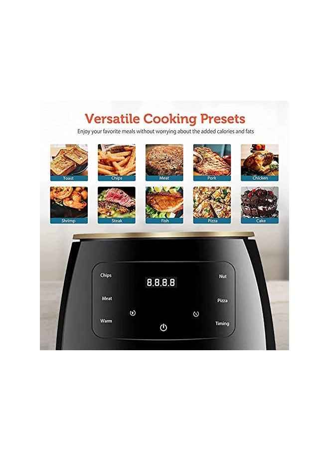 Generic - Electric 6L Air Fryers Oilless Cooker with 10 Presets Digital LCD Touch Screen, Nonstick Baker 2400W (Black-6L) - Image 1