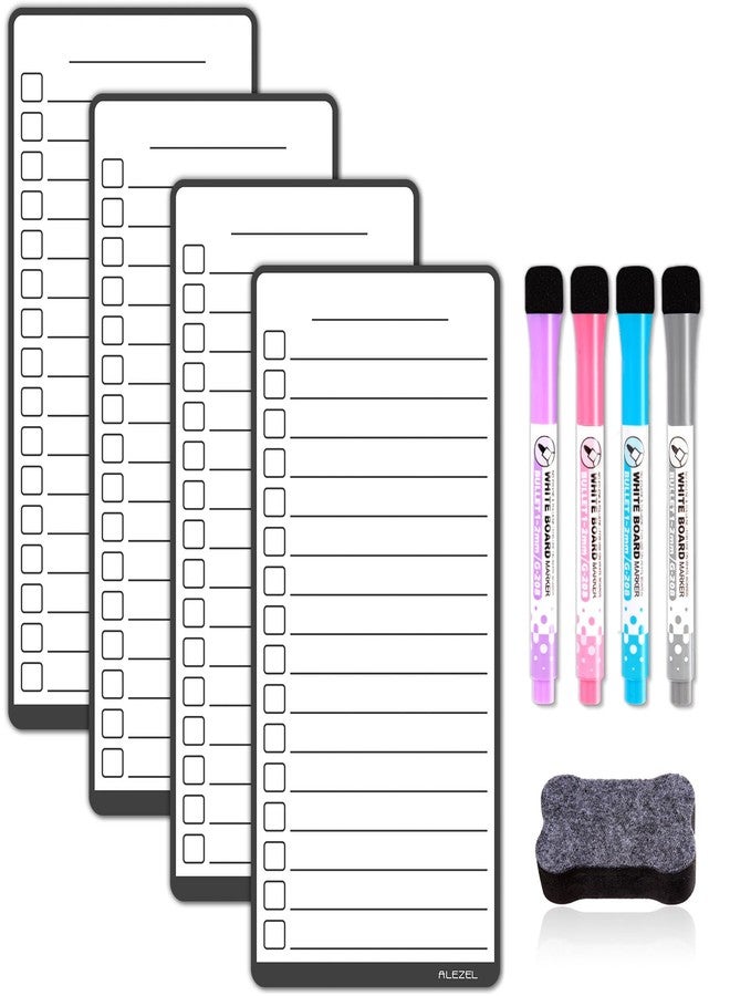 ALEZEL Magnetic to Do List White Board for Fridge, Multifunctional Dry Erase List Board for Refrigerator - Set of 4 Magnetic Grocery List Whiteboards, 4 Markers + Eraser - Image 1