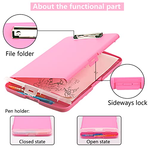 SFLHHDM Plastic Clipboard with Storage, High Capacity Clip Boards 8.5x11 with Storage, Heavy Duty Nursing Clipboard Folder, Clipboards Cute, Letter A4 Size Clipboards with Storage for Teachers, Nurse - Image 5