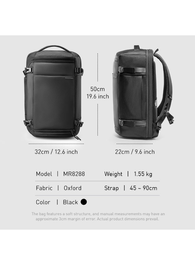 Mark Ryden MR8288 Travel Backpack 38L, Wide-Opening Design, Waterproof Oxford Fabric, Laptop & iPad Pockets, RFID Anti-Theft Strap, Side Access Zipper, Breathable Back Support, Stretch Side Pockets – Black - Image 3