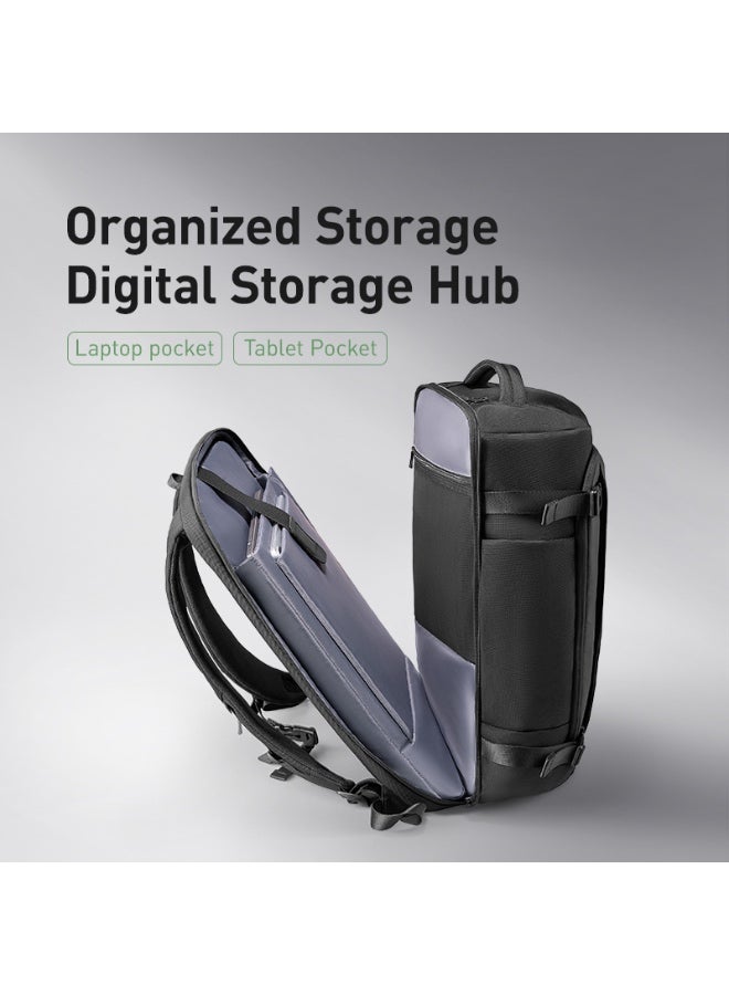 Mark Ryden MR8288 Travel Backpack 38L, Wide-Opening Design, Waterproof Oxford Fabric, Laptop & iPad Pockets, RFID Anti-Theft Strap, Side Access Zipper, Breathable Back Support, Stretch Side Pockets – Black - Image 5
