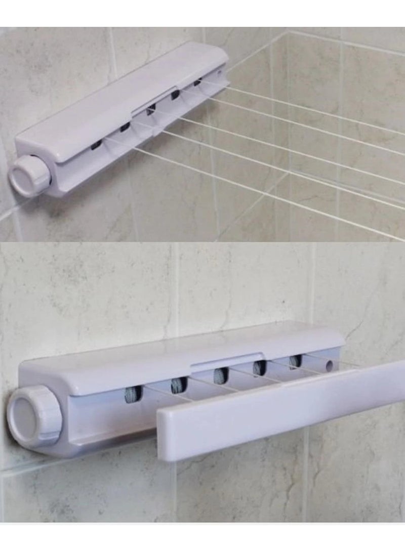 Portable Clothes Dryer with 5 Retractable Ropes & 4 Wall Holders – Space-Saving Indoor/Outdoor Drying Rack – White  - Image 4