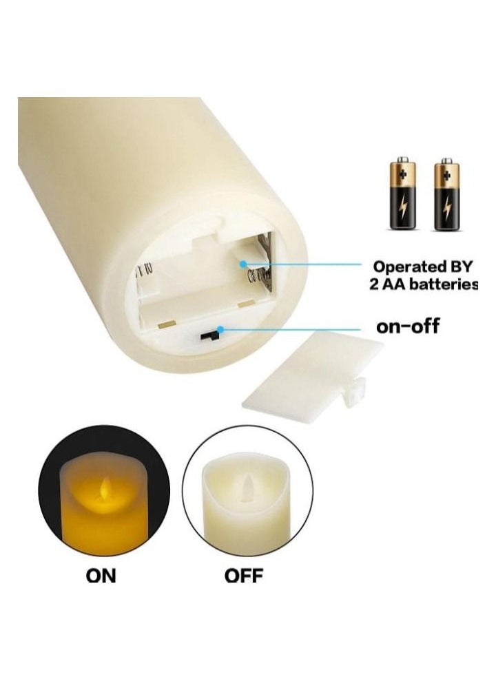 LED Flameless Candles 4 5 6 Real Wax Battery Candle Pillars 10 Key Remote Control with 24 Hour Timer Function Ivory