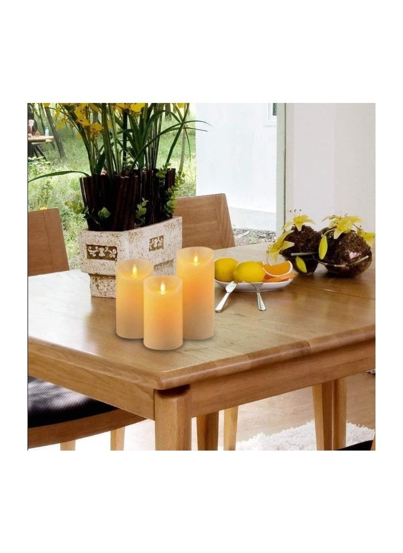 LED Flameless Candles 4 5 6 Real Wax Battery Candle Pillars 10 Key Remote Control with 24 Hour Timer Function Ivory