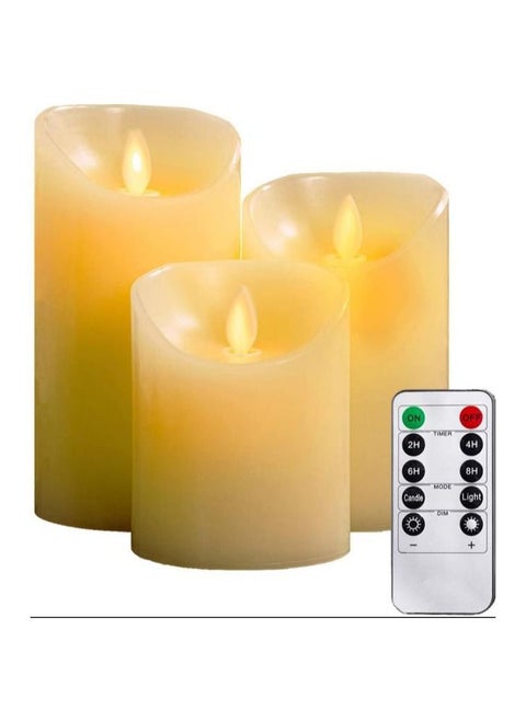 LED Flameless Candles 4 5 6 Real Wax Battery Candle Pillars 10 Key Remote Control with 24 Hour Timer Function Ivory