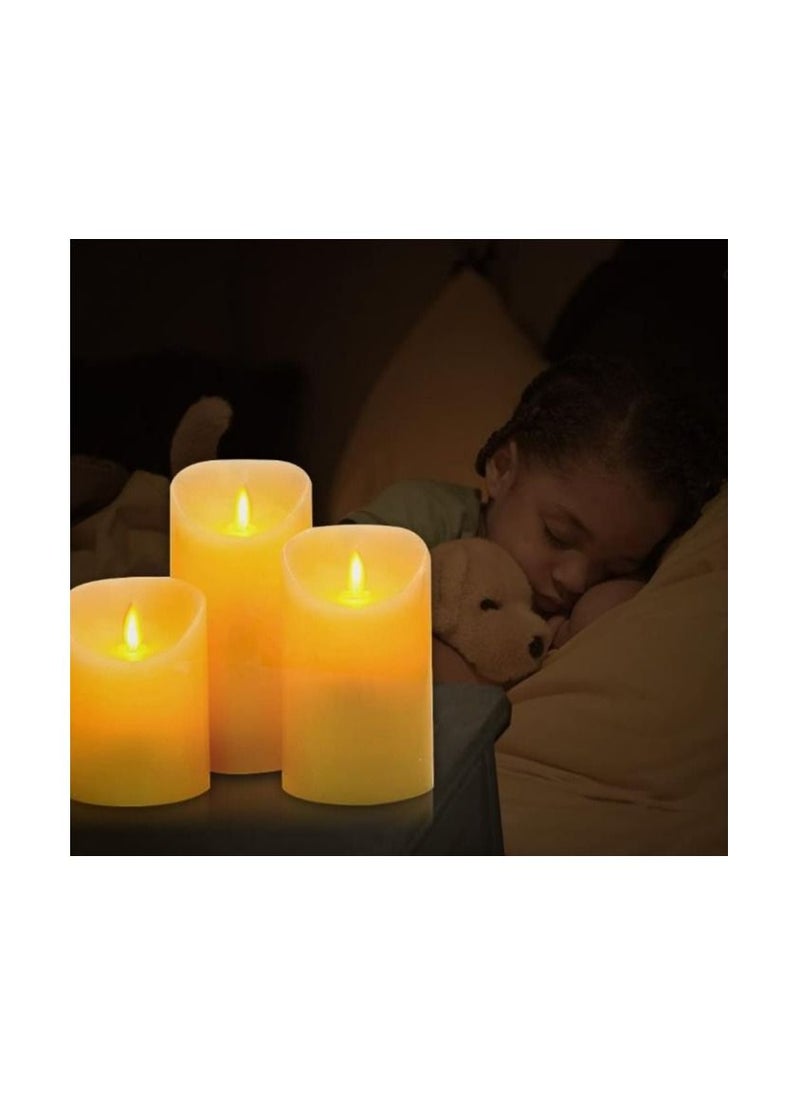 LED Flameless Candles 4 5 6 Real Wax Battery Candle Pillars 10 Key Remote Control with 24 Hour Timer Function Ivory