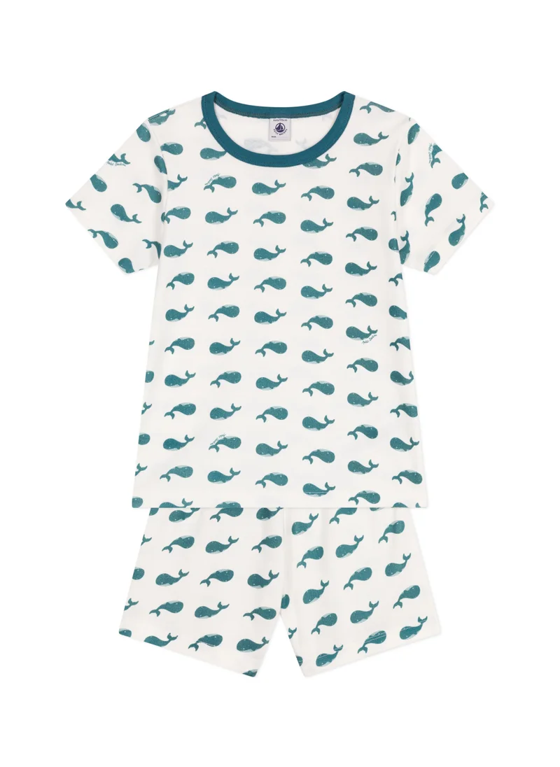 بيتي باتو Children's short pyjamas in cotton printed with whales