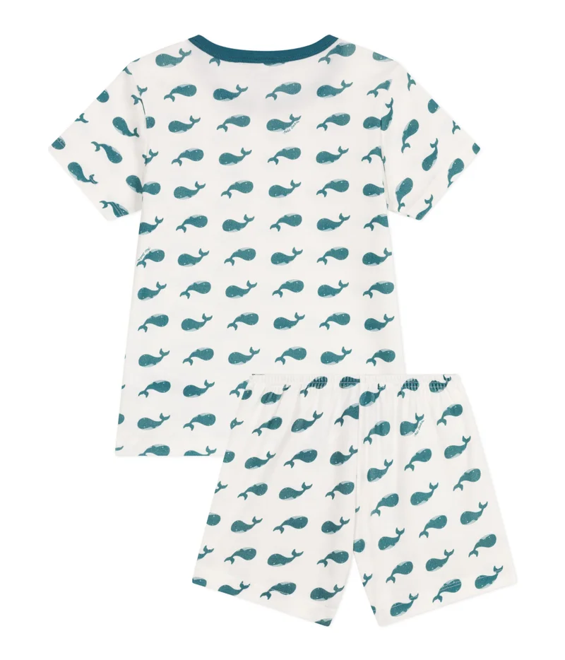 Petit Bateau Children's short pyjamas in cotton printed with whales