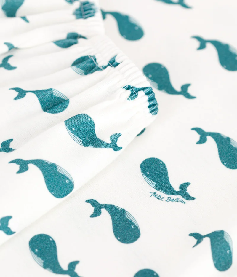 Petit Bateau Children's short pyjamas in cotton printed with whales