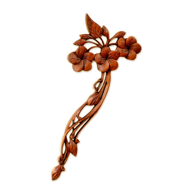 NOVICA Floral Large Suar Wood Wall Art Brown Plumeria Bouquet