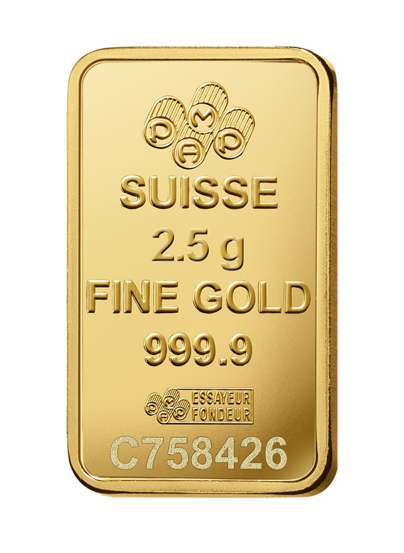 PAMP Suisse Pamp 2.5 Gram 24k Gold Bar - 2.5 Grams Gold Bar 24KT 999.9 Purity  - Image 3