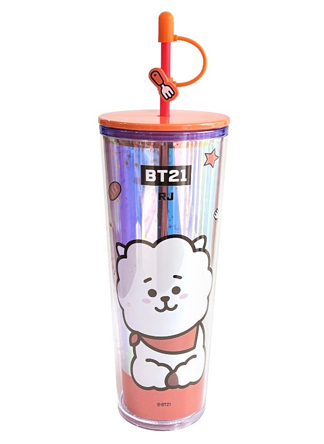 Miniso - BT21 Collection Double Wall Plastic Tumbler with Straw (800mL)(RJ) - Image 1