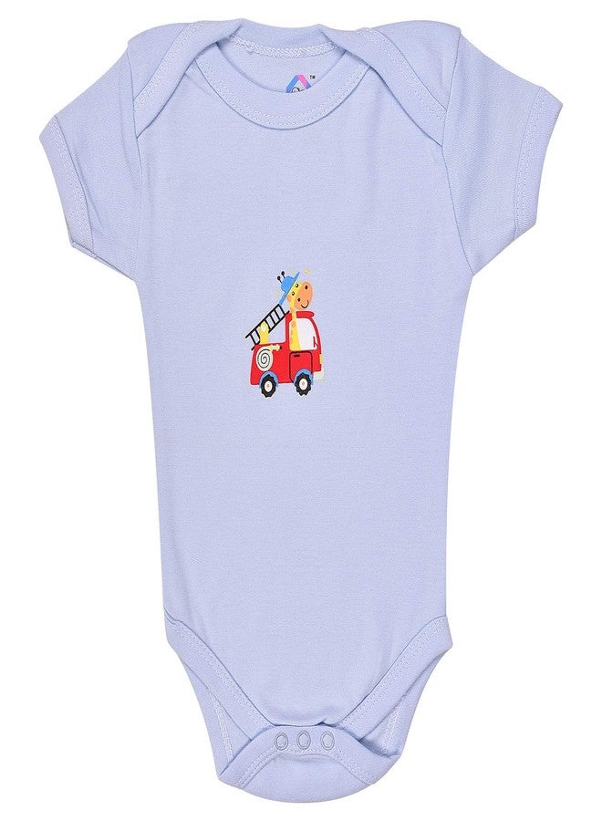 Magic Town Baby Boy/Girl Multi-Color Cotton Short/Long Sleeve Romper Jumpsuit Bodysuit Unisex (Pack of 3) (0-3 months, Blue) - Image 5